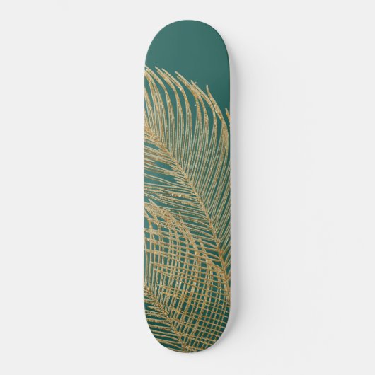 Skateboard Palm Feuille Finesse Line Art avec Gold Foil #4 (Recto)