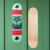 Skateboard Palm Tree Turtle Silhouette Red Green Initial