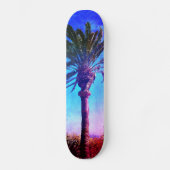 Skateboard Palmier bleu violet, Cool rétro Vintage tendance (Recto)