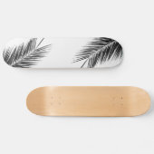 Skateboard Palmier Vert Tropical sur Fond Bleu Clair (Horz)