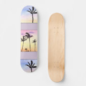 Skateboard Palmiers avec des levers de soleil au pastel (Recto)