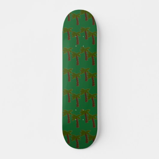 Skateboard Palmiers sur vert foncé (Devant)