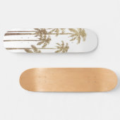 Skateboard Palmiers tropicaux or glamour sur blanc (Horz)