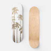 Skateboard Palmiers tropicaux or glamour sur blanc (Recto)