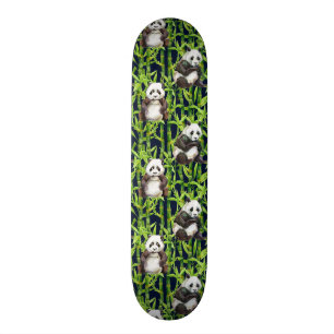 Skateboard Panda avec le motif en bambou d'aquarelle