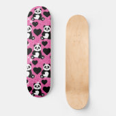 Skateboard Panda Bear Animal Lover Black Hearts Rose Glitter (Recto)