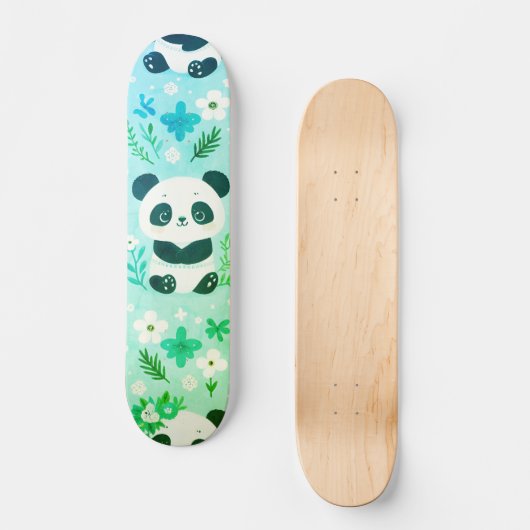 Skateboard Panda Bear Motif Vert Imprimer (Recto)