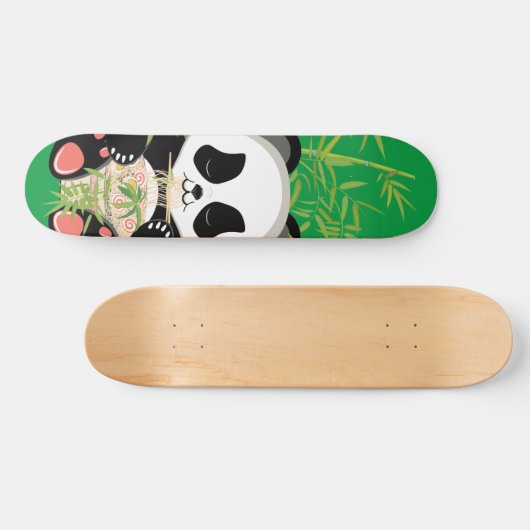 Skateboard Panda de caricature ours mangeant ramen (Horz)