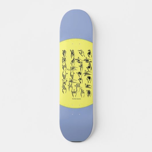 Skateboard Panneau Alphabet Langue des Signes (Devant)