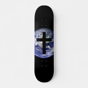 Skateboard Panneau chrétien de croix du monde