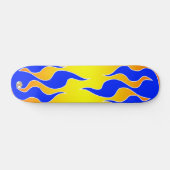 Skateboard Panneau de flamme jaune et bleue (Horz)