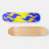 Skateboard Panneau de flamme jaune et bleue (Horz)