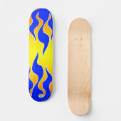 Skateboard Panneau de flamme jaune et bleue (Recto)