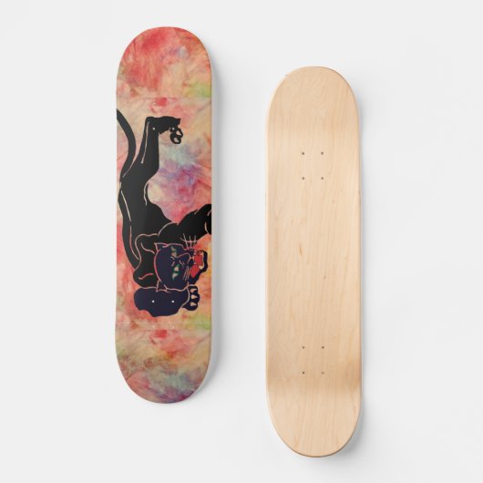 Skateboard Panthère noire en marbre rose (Recto)