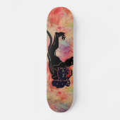 Skateboard Panthère noire en marbre rose (Recto)