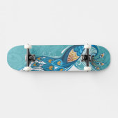 Skateboard Paon sur l'illustration turquoise (Horz)