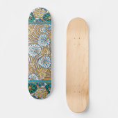 Skateboard papier peint bleu art nouveau cyclamen (Recto)