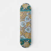 Skateboard papier peint bleu art nouveau cyclamen (Devant)