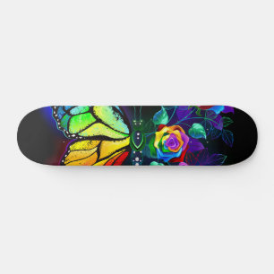 Skateboard Papillon arc-en-ciel