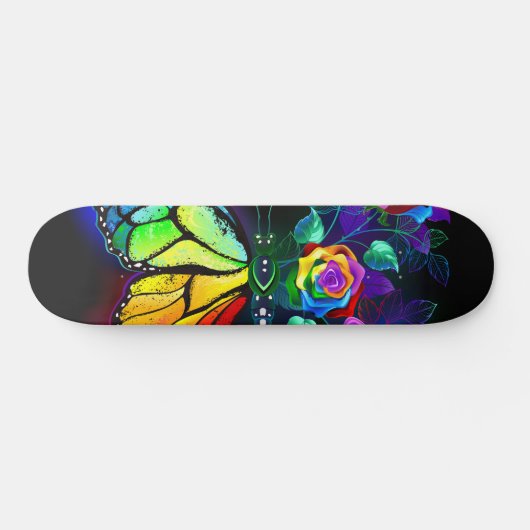 Skateboard Papillon arc-en-ciel (Horz)