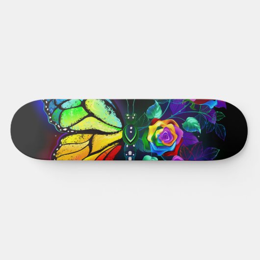 Skateboard Papillon arc-en-ciel (Horz)