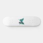 Skateboard Papillon aux plumes de paon vert (Horz)