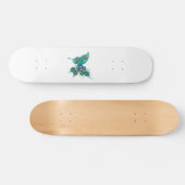 Skateboard Papillon aux plumes de paon vert (Horz)