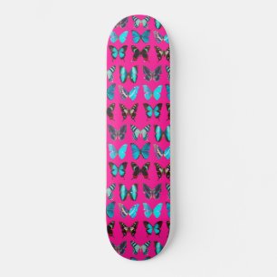 Skateboard Papillon coloré mignon Motif Patinage rose 