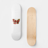 Skateboard Papillon de fleurs rouges aux roses rouges (Recto)