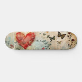 Skateboard Papillon et coeur rouge (Horz)
