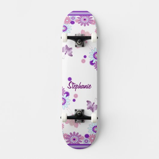 Skateboard Papillon Et Fleurs (Recto)