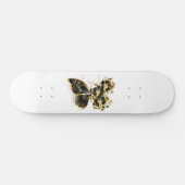 Skateboard Papillon fleur d'or avec orchidée noire (Horz)