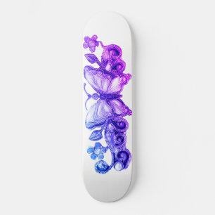 Skateboard Papillon floral