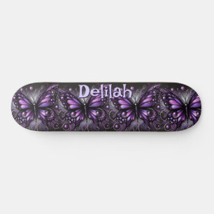 Skateboard Papillon gothique violet noir personnalisé