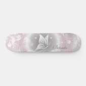 Skateboard Papillon gris floral Personnaliser (Horz)