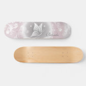 Skateboard Papillon gris floral Personnaliser (Horz)