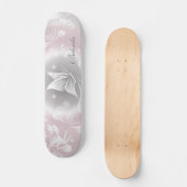 Skateboard Papillon gris floral Personnaliser (Recto)