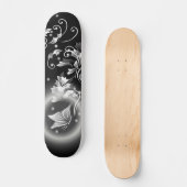 Skateboard Papillon Imaginaire Floral Noir Et Blanc (Recto)