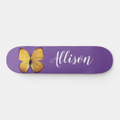 Skateboard Papillon jaune mignon et mignon personnalisé (Horz)