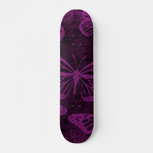 Skateboard Papillon Monarque Noir et Violet (Devant)