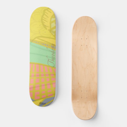Skateboard Papillon Or Abstrait Jad Rose (Recto)