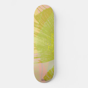 Skateboard Papillon Or Abstrait Violet rose Pastel