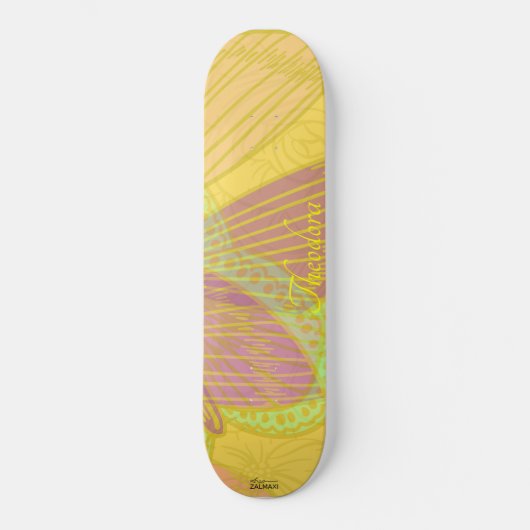 Skateboard Papillon Or Chic jaune orange (Recto)