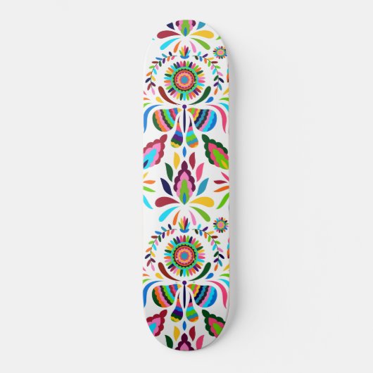 Skateboard Papillon Otomi coloré Fleur Gras Motif (Recto)