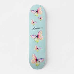 Skateboard Papillon rose délicat dans les couleurs pastel arc