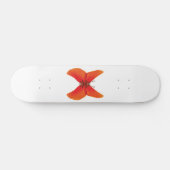 Skateboard Papillon rouge orange coquelicot avec votre nom (Horz)