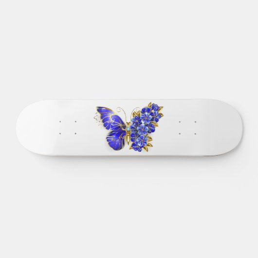 Skateboard Papillon saphir à fleurs (Horz)
