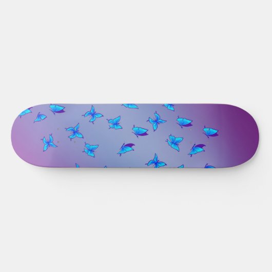 Skateboard Papillons bleus en Patinage Lune (Horz)