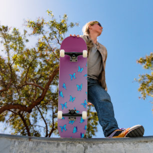 Skateboard Papillons bleus en Patinage Lune
