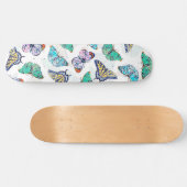 Skateboard Papillons d'aquarelle couleur blanche (Horz)
